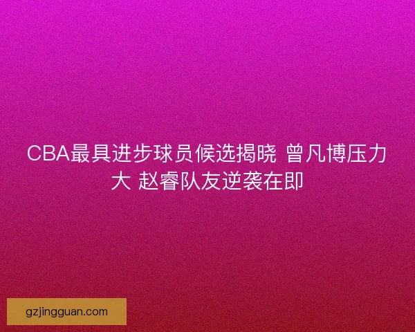 CBA最具进步球员候选揭晓 曾凡博压力大 赵睿队友逆袭在即